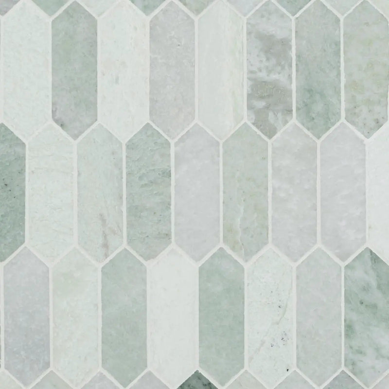 Icelandic Green Picket Polished Pattern Marble Mosaics close up