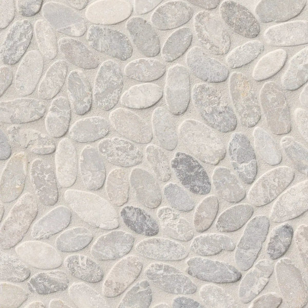 Sliced Pebble Ash Tumbled Pattern Marble Mosaics