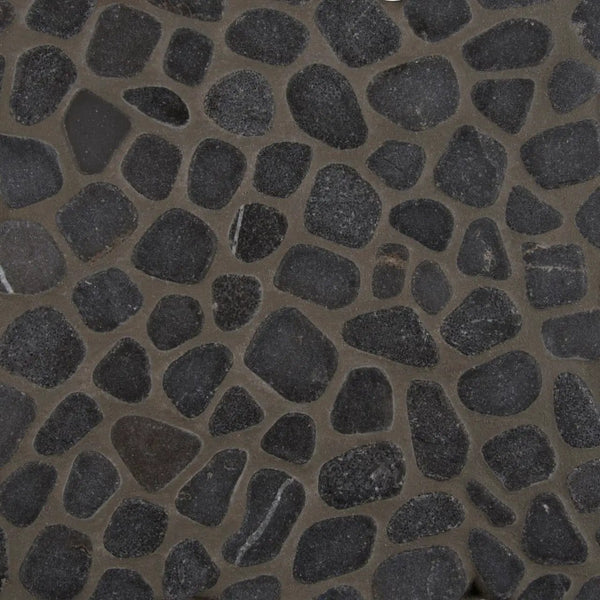Black Marble Pebbles Tumbled Pattern 10mm Mosaics