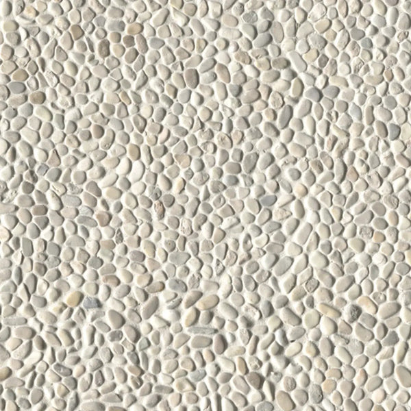 Ivory White Mini Pebble Tumbled Marble Mosaics
