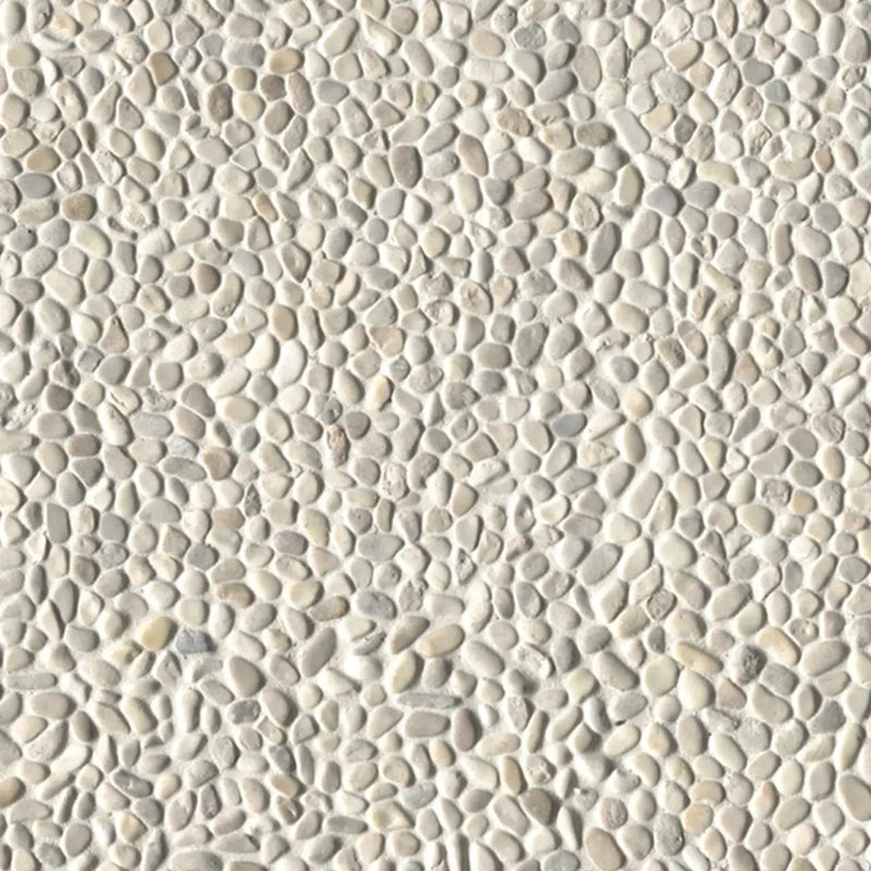 Ivory White Mini Pebble Tumbled Marble Mosaics by MSI Surfaces