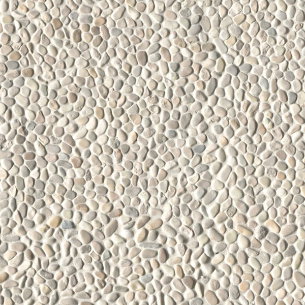 Ivory White Mini Pebble Tumbled Marble Mosaics, photo 2 of 5