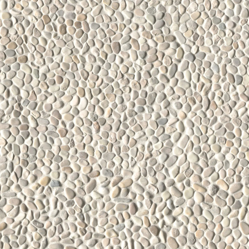Ivory White Mini Pebble Tumbled Marble Mosaics by MSI Surfaces