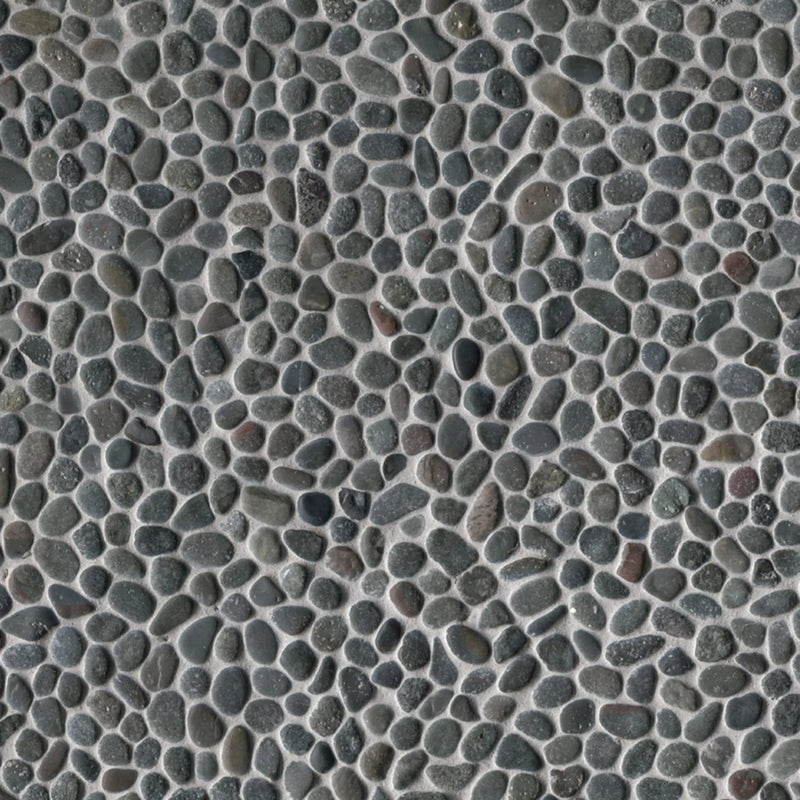Noir Ash Mini Pebble Tumbled Marble Mosaics close up