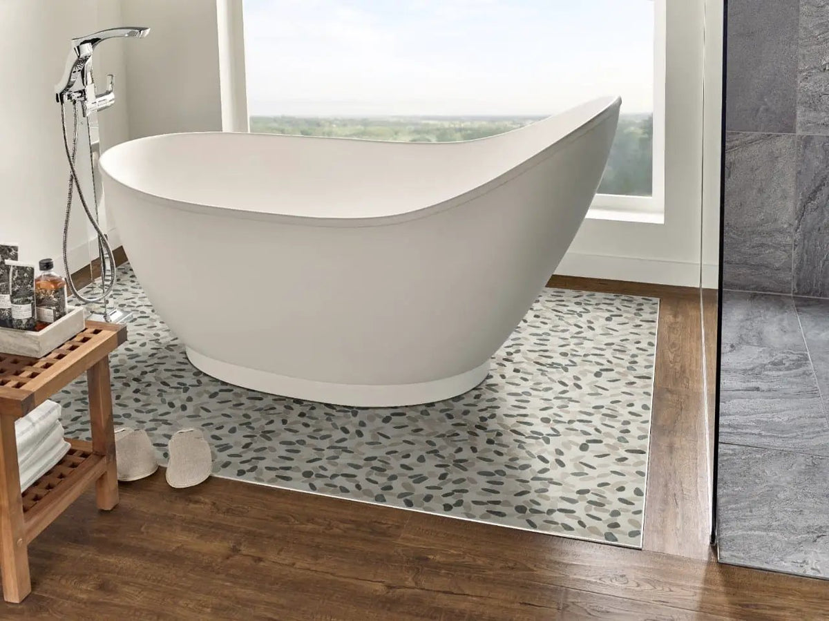 Sliced Pebble Truffle Tumbled Pattern Marble Mosaics by MSI Surfaces
