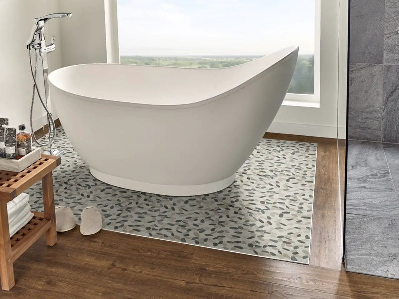 Sliced Pebble Truffle Tumbled Pattern Marble Mosaics by MSI Surfaces