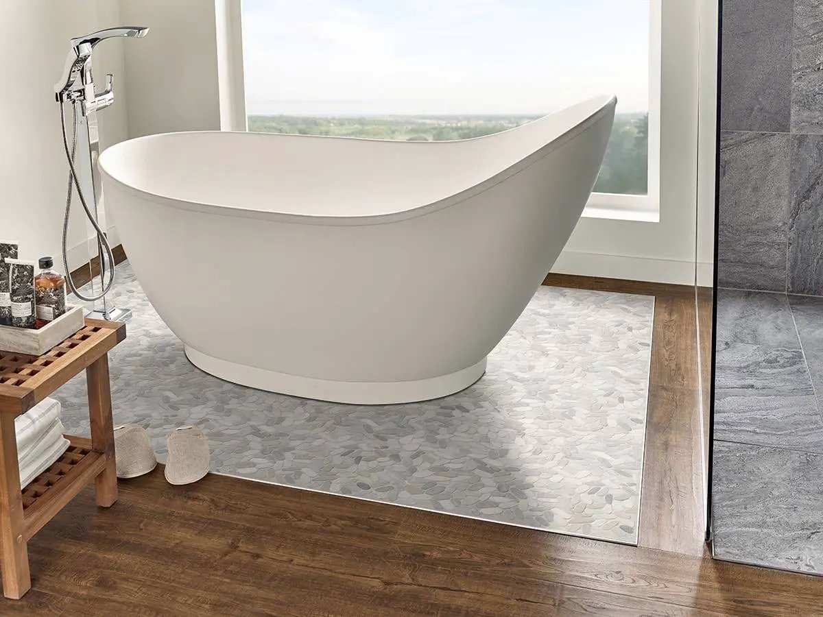 Sliced Pebble Truffle Tumbled Pattern Marble Mosaics by MSI Surfaces