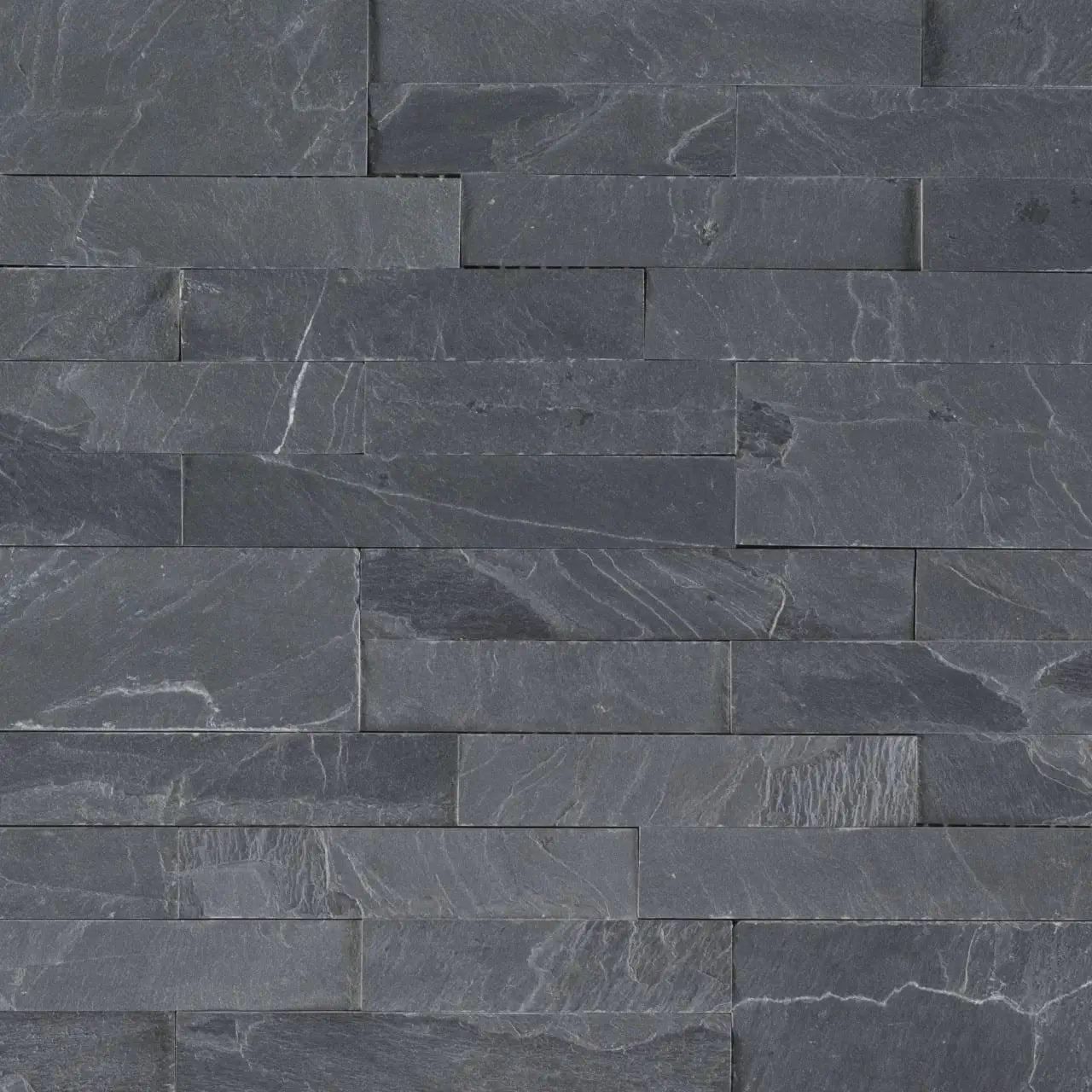 Midnight Ash Peel And Stick Stacked Stone Natural Slate Mosaics 6x22 close up