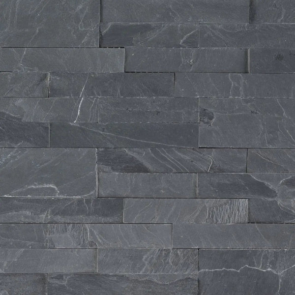 Midnight Ash Peel And Stick Stacked Stone Natural Slate Mosaics 6x22