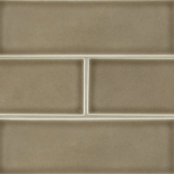 Artisan Taupe Subway Tile 4x12 Glossy Ceramic Mosaics