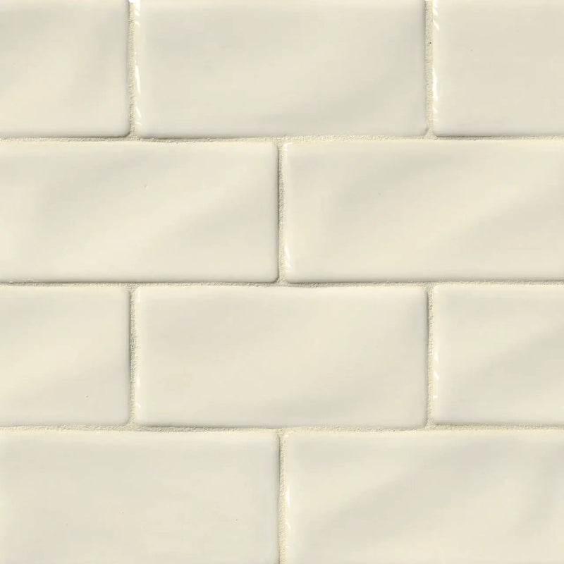 Antique White Subway Tile 3x6 Glossy Ceramic Mosaics close up