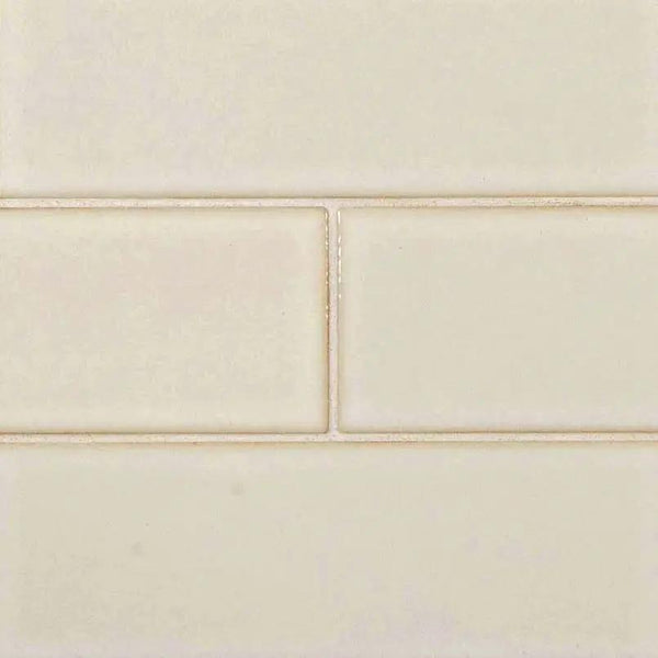Antique White Glazed Handcrafted 4x12 Glossy Ceramic Mosaics