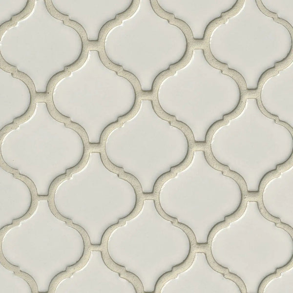 Bianco Arabesque Tile Glossy Pattern Porcelain Mosaics