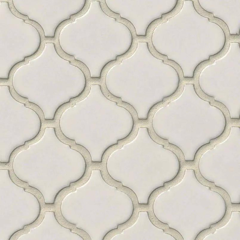 Bianco Arabesque Tile Glossy Pattern Porcelain Mosaics close up
