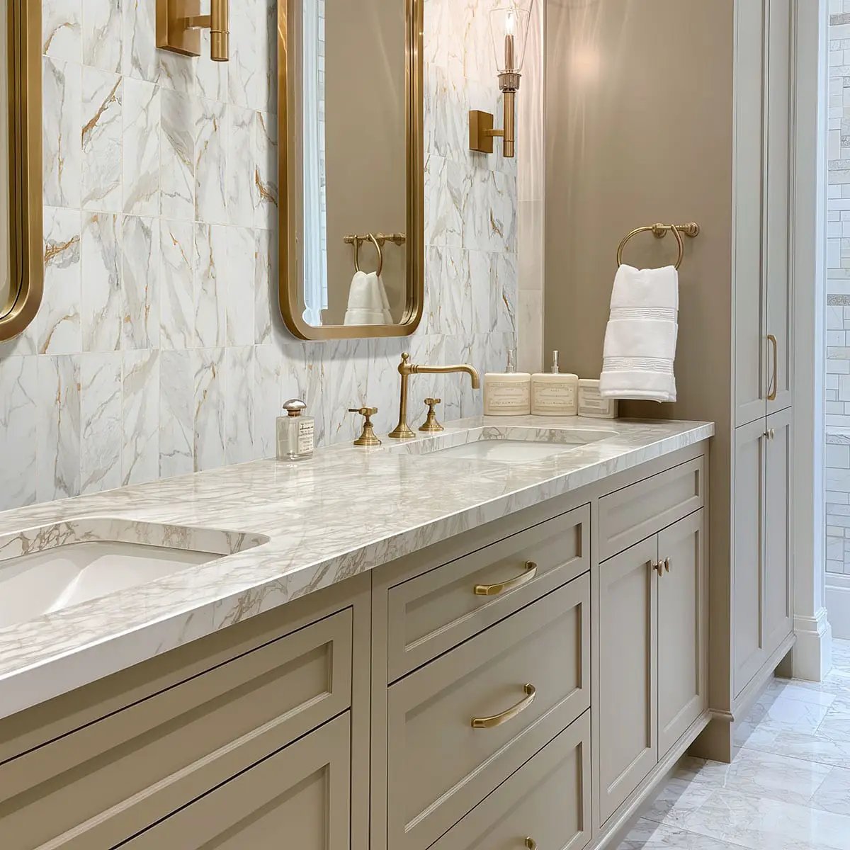 Calacatta Gold Matte Subway Tile 4x12 Porcelain Mosaics in a finished room