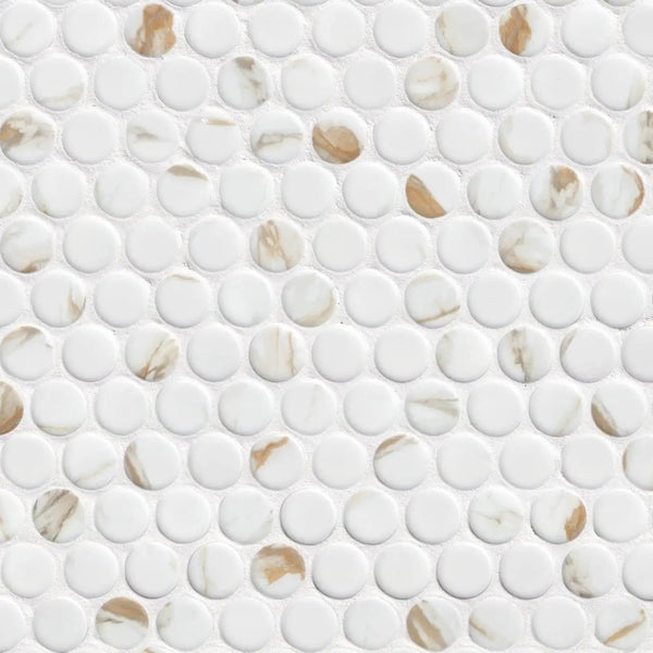 Calacatta Gold Matte Round Porcelain Mosaics