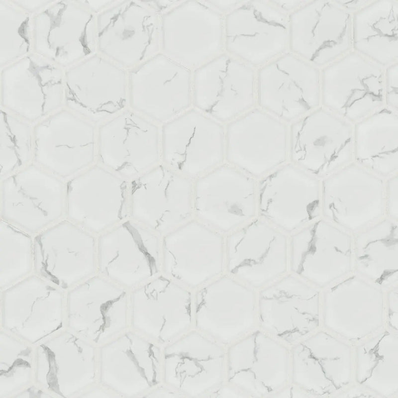 Carrara Matte 2" Hexagon Porcelain Mosaics by MSI Surfaces