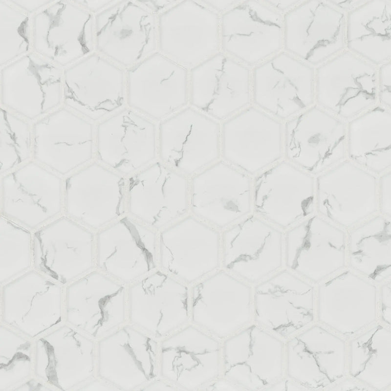 Carrara Matte 2" Hexagon Porcelain Mosaics by MSI Surfaces