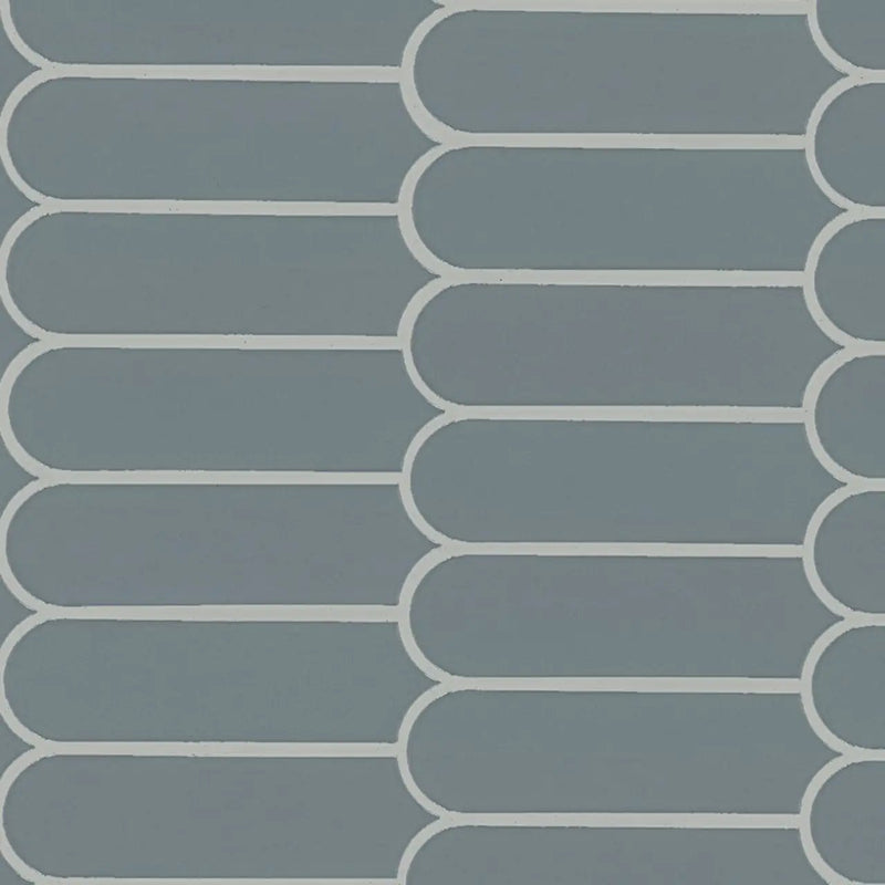 Cielo Azul Scallop Glossy Pattern Porcelain Mosaics close up