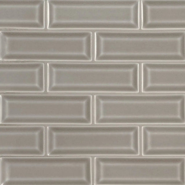Dove Gray 2x6 Beveled Tile Glossy Ceramic Mosaics