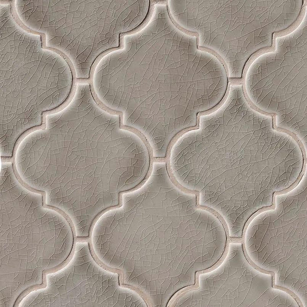 Dove Gray Arabesque Tile Glossy Pattern Ceramic Mosaics