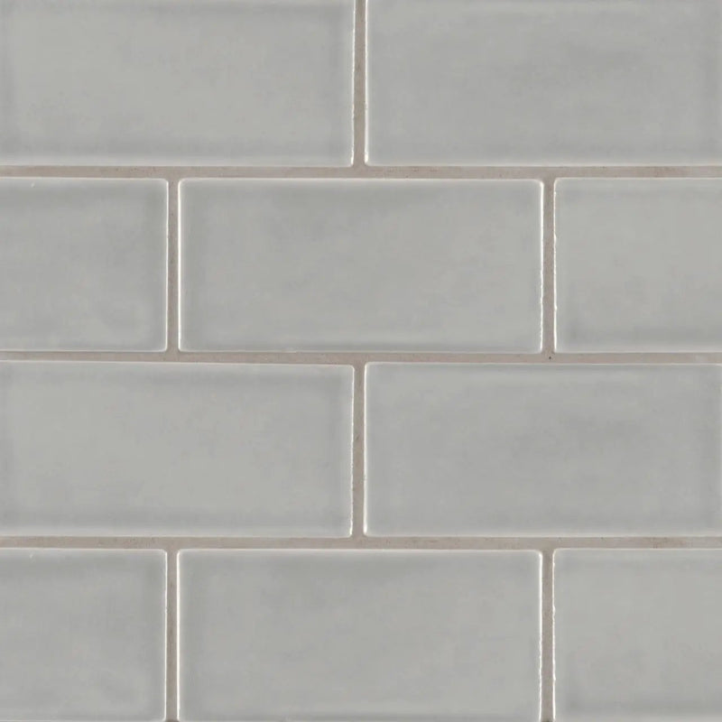 Morning Fog Subway Tile 3x6 Glossy Ceramic Mosaics close up