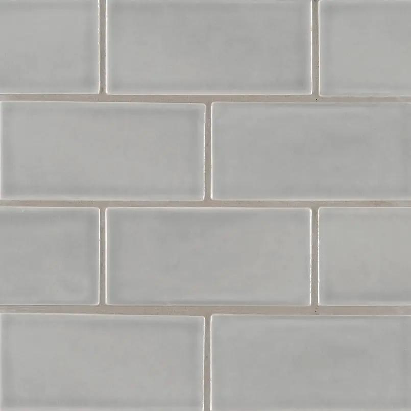 Morning Fog Subway Tile 3x6 Glossy Ceramic Mosaics close up