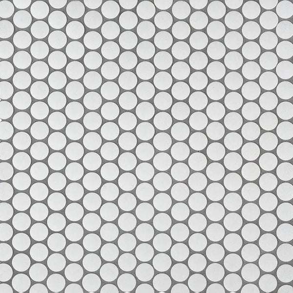 Penny Round Bianco 6mm Matte Porcelain Mosaics
