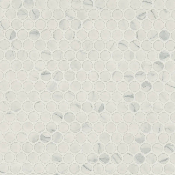 Carrara Matte Penny Round Porcelain Mosaics