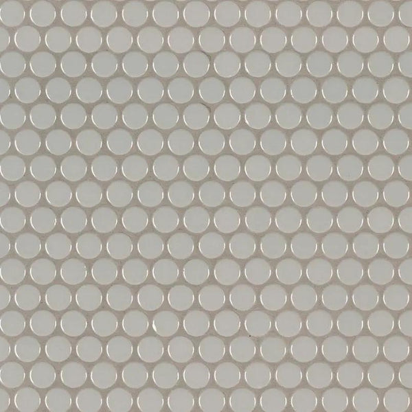 Gray Glossy Penny Round Mosaic Porcelain