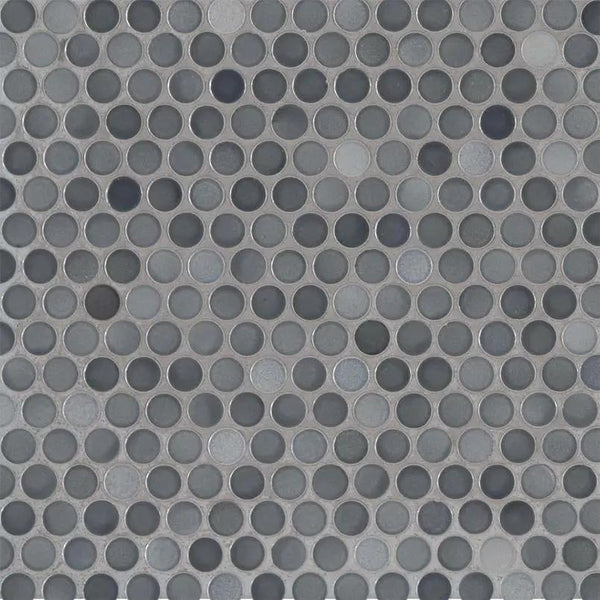 Penny Round Grigio Mix Glossy Porcelain Mosaics