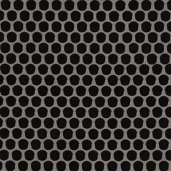 Black Glossy Penny Round Mosaic Porcelain