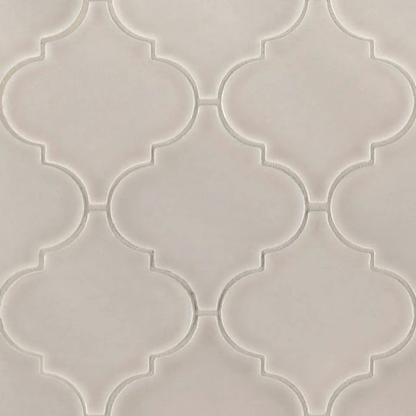 Portico Pearl Arabesque Tile Glossy Pattern Ceramic Mosaics