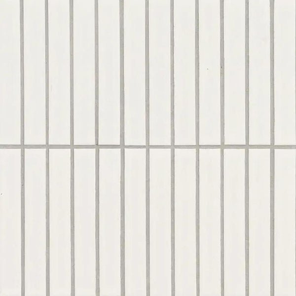 White Matte 1x6 Stack Pattern Porcelain Mosaics