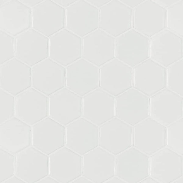 White Matte 2” Hexagon Mosaic Tile Porcelain 2x2