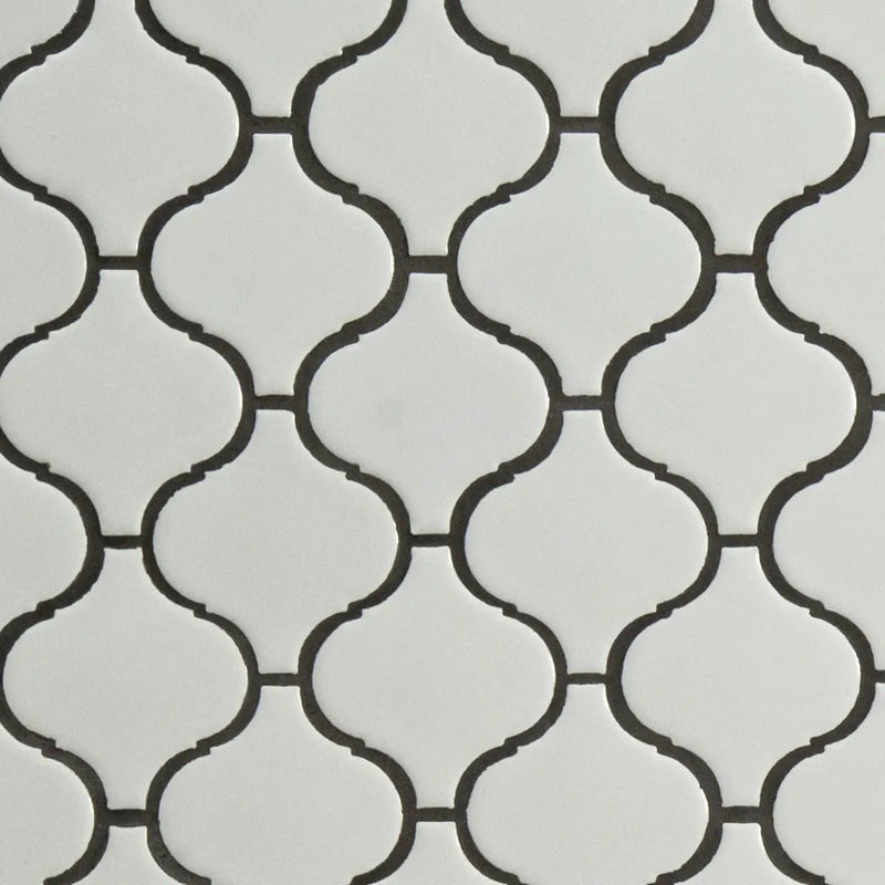 White Glossy Arabesque Tile Pattern Porcelain Mosaics by MSI Surfaces