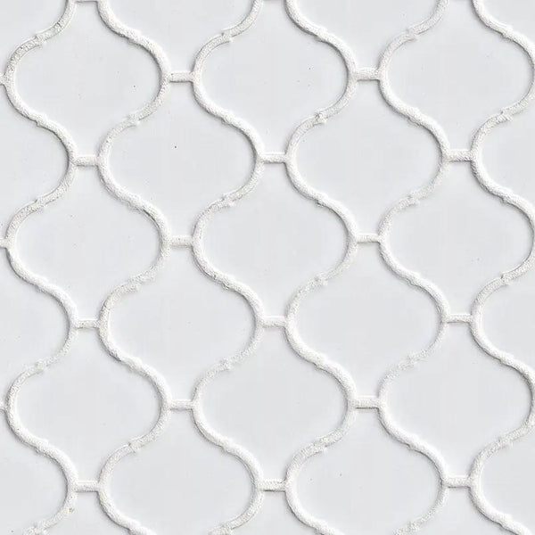White Glossy Arabesque Tile Pattern Porcelain Mosaics, photo 2 of 5