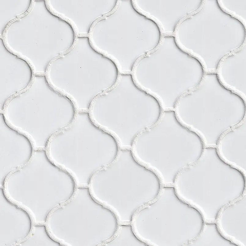 White Glossy Arabesque Tile Pattern Porcelain Mosaics by MSI Surfaces