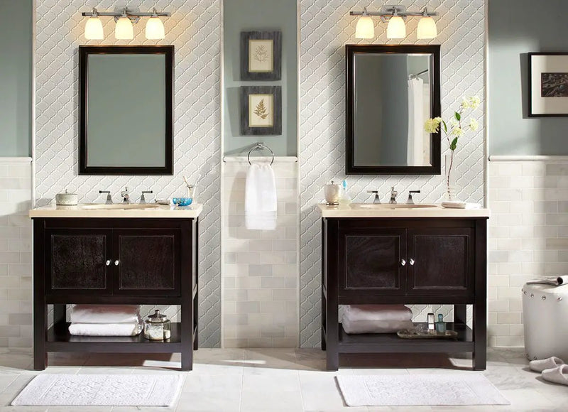 White Glossy Arabesque Tile Pattern Porcelain Mosaics by MSI Surfaces