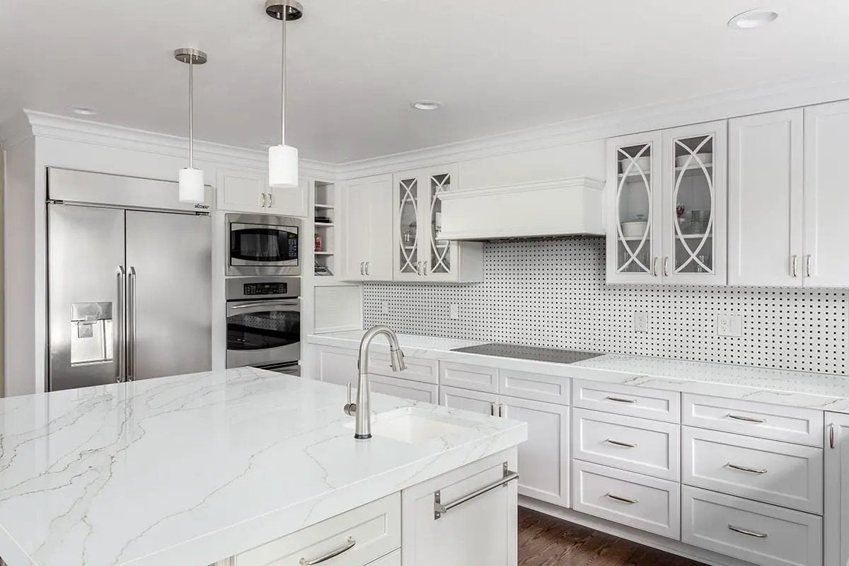 White And Black Matte Basket Weave Mosaic Basketweave Pattern Porcelain in a finished room
