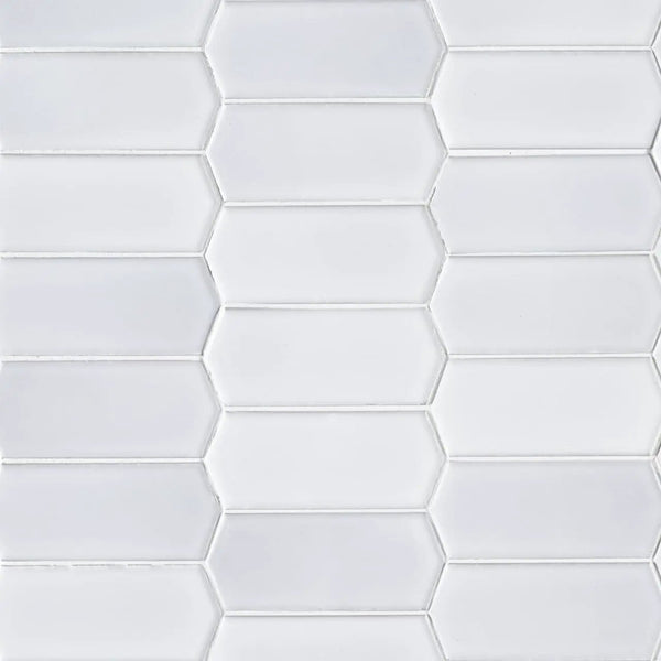 Retro Picket Bianco 8mm Glossy Pattern Porcelain Mosaics