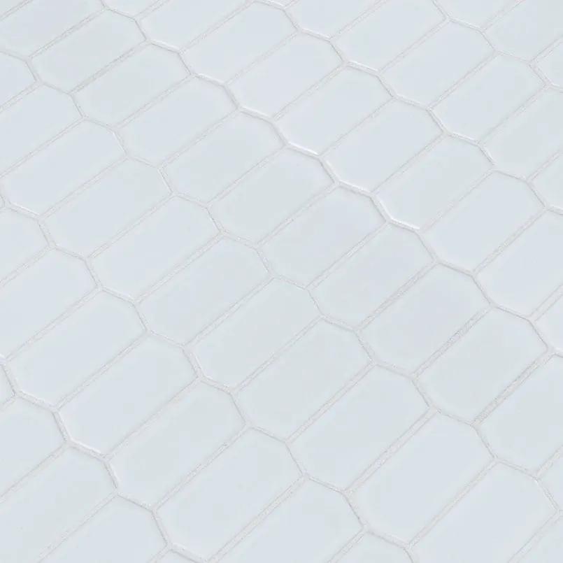 Retro Picket Bianco 8mm Glossy Pattern Porcelain Mosaics angled view