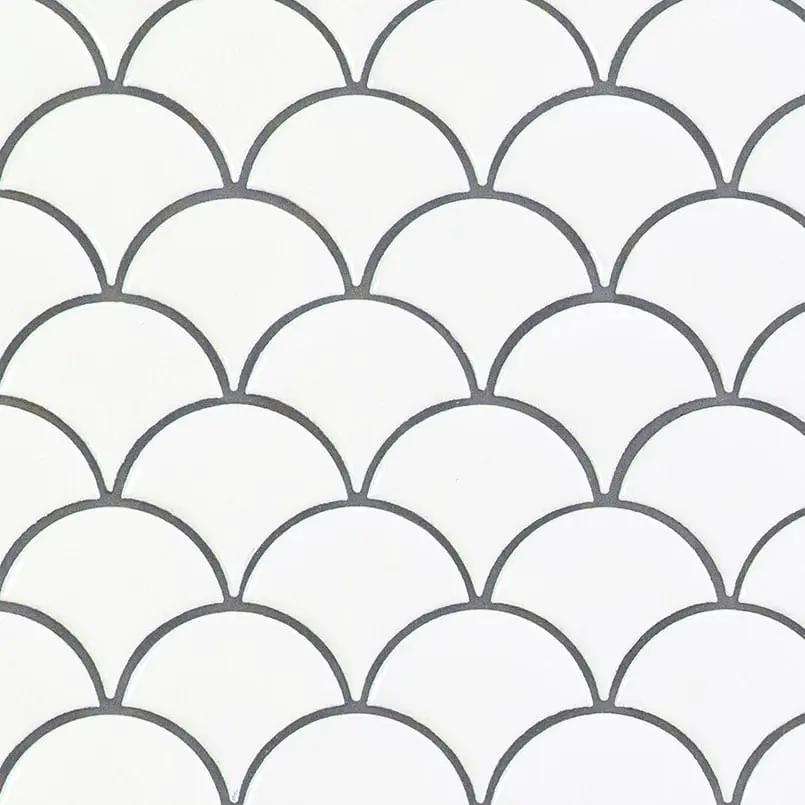 White Glossy Fish Scale Mosaic Porcelain close up
