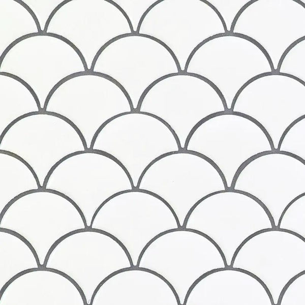 White Glossy Fish Scale Mosaic Porcelain