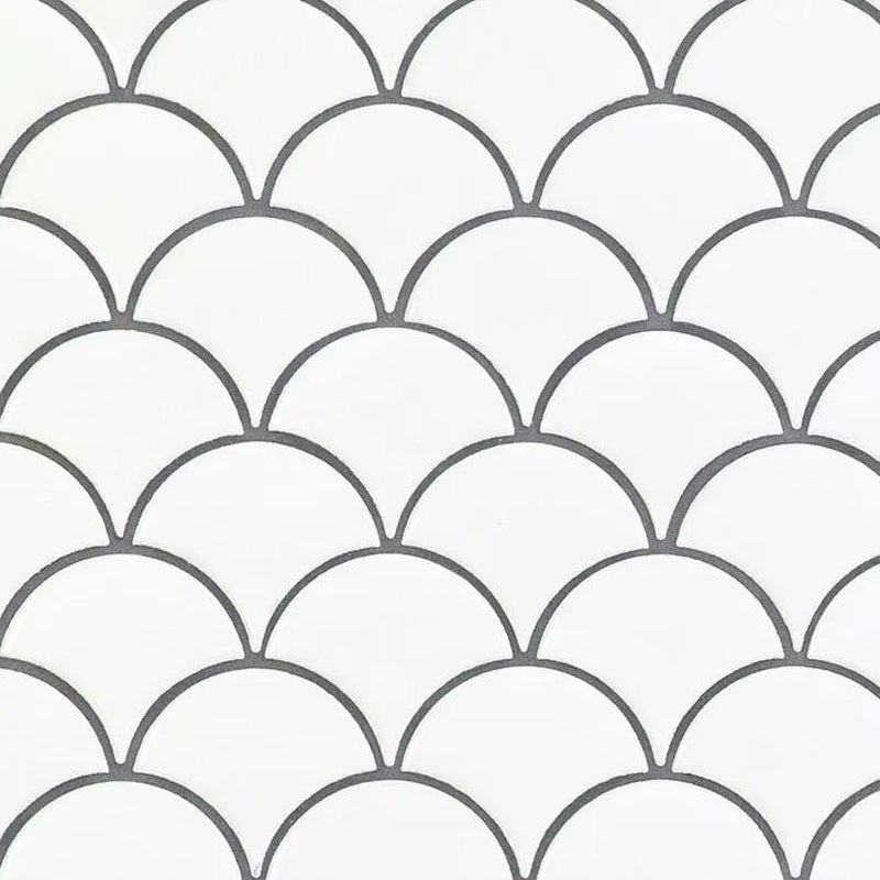 White Glossy Fish Scale Mosaic Porcelain close up