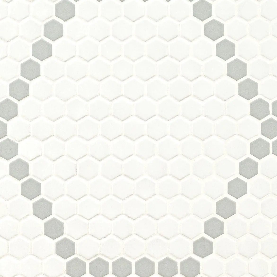 White And Gray Hive Pattern Matte Porcelain Mosaics close up