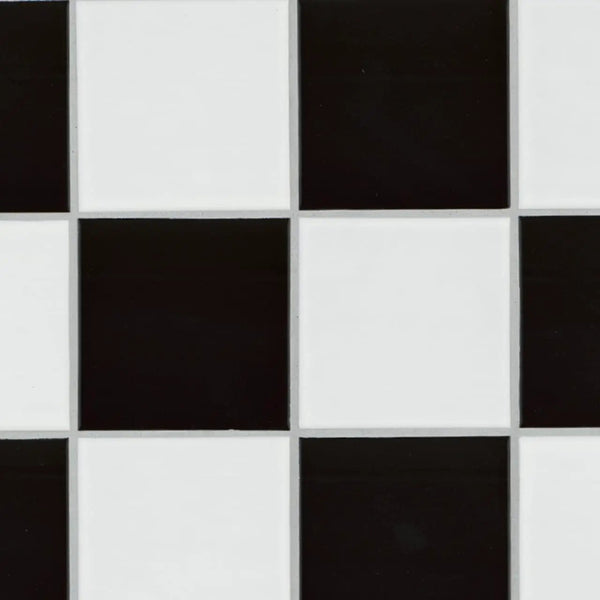 White And Black 4" Checkered Matte Porcelain Mosaics 4x4