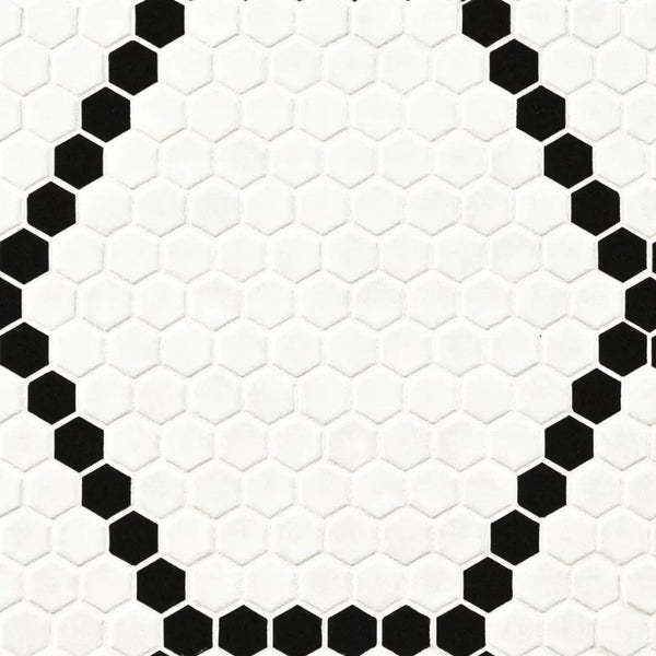 White And Black Hive Pattern Matte Porcelain Mosaics