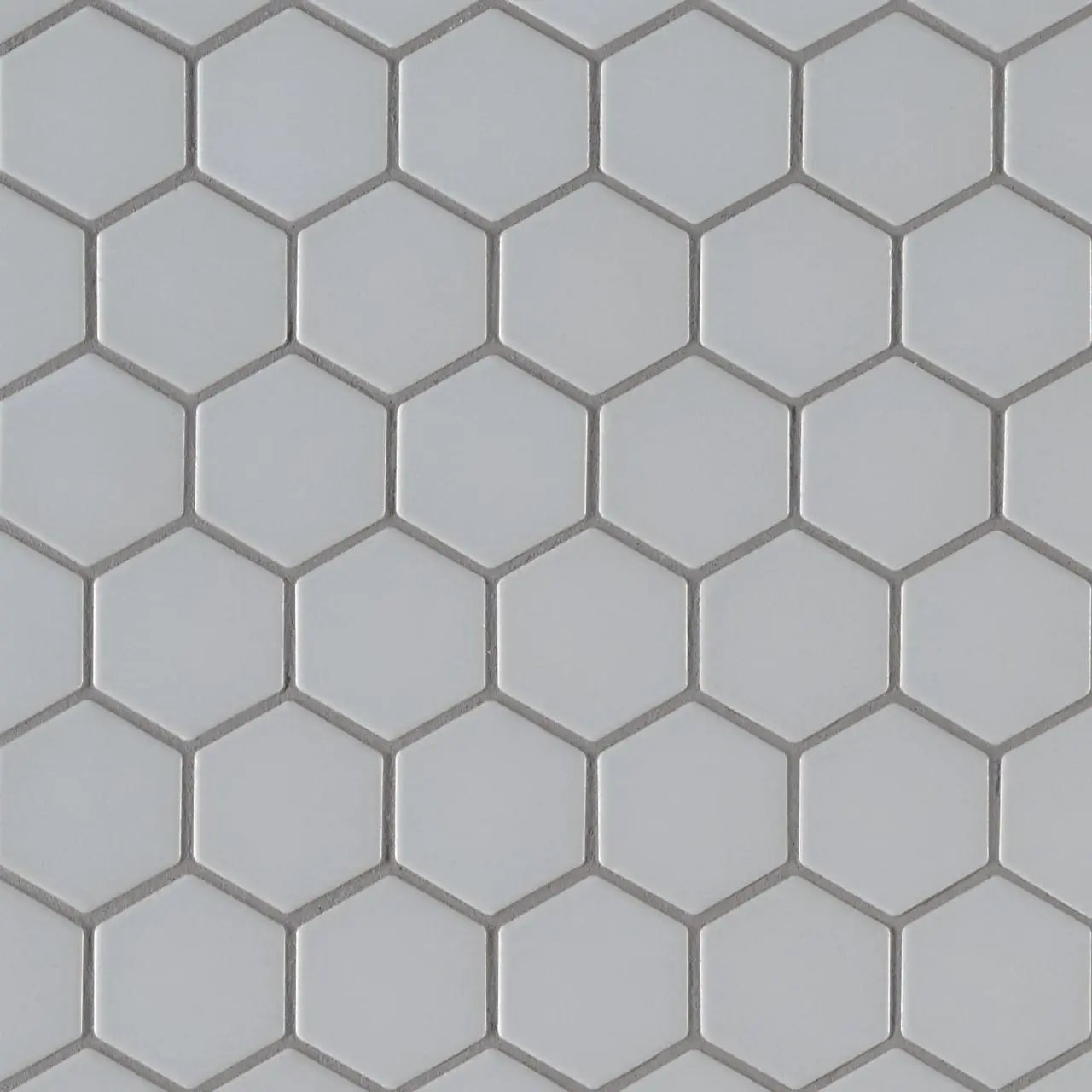 Retro Hexo Gray 6mm Matte Porcelain Mosaics close up