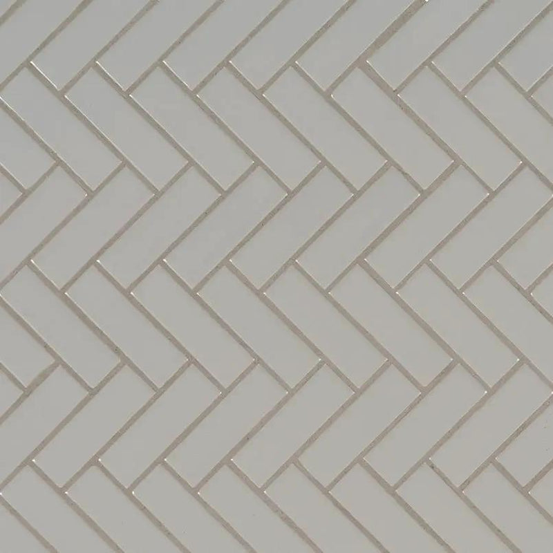 Gray Glossy Herringbone Mosaic Porcelain close up
